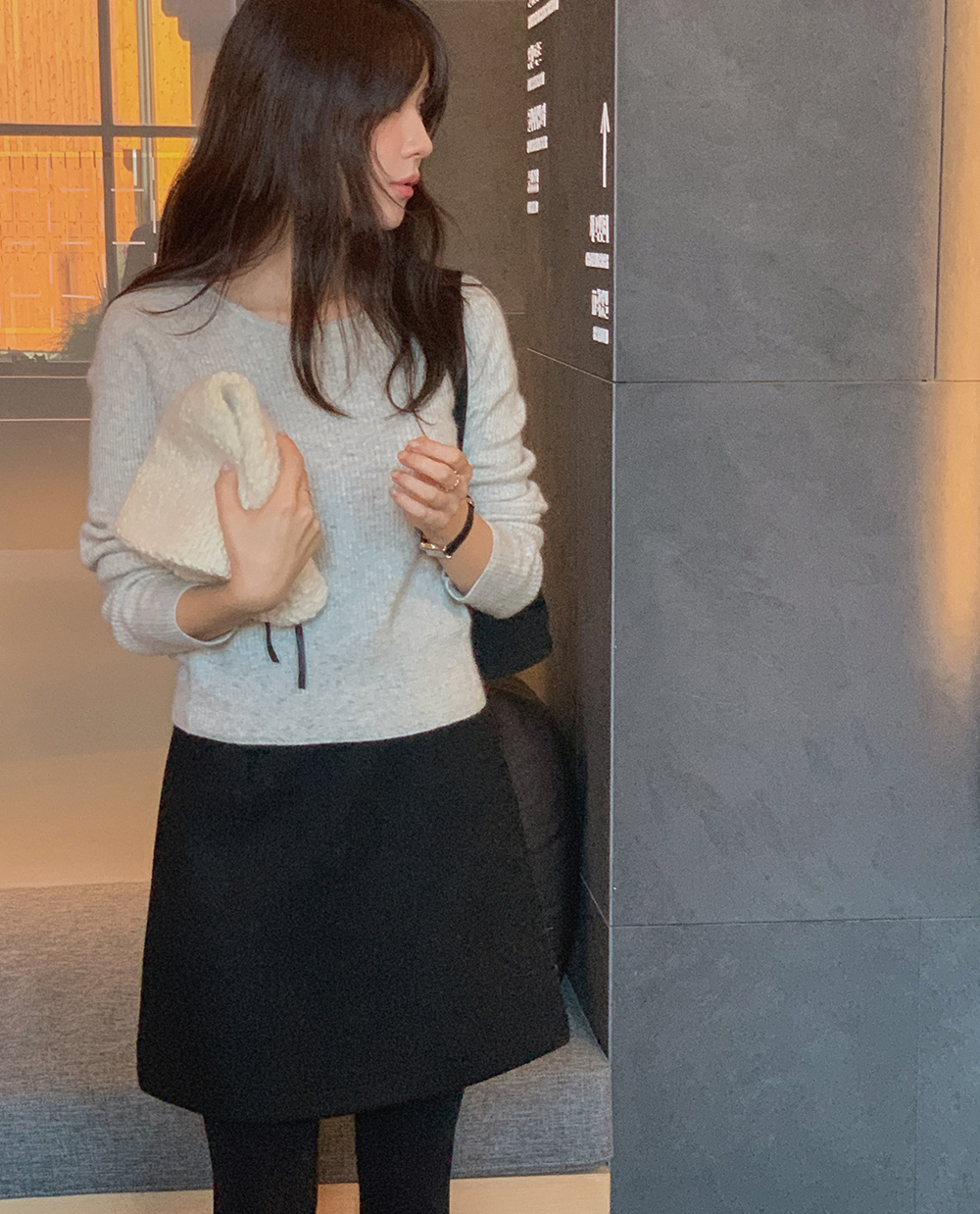 [CRKO] 위드유 미니 스커트 (하객룩 울스커트 세미A라인 슬림)