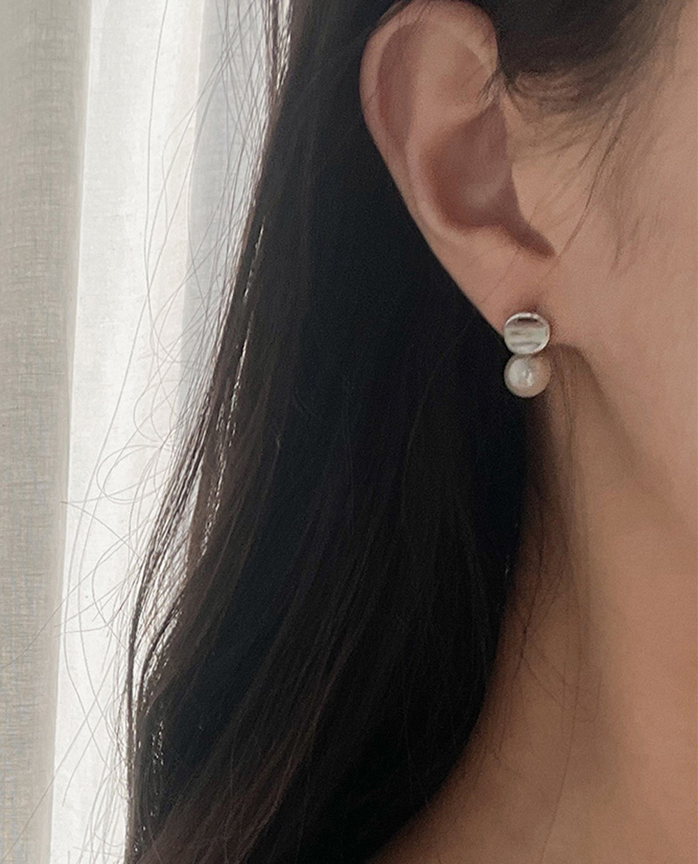 미니 써클 진주 귀걸이
