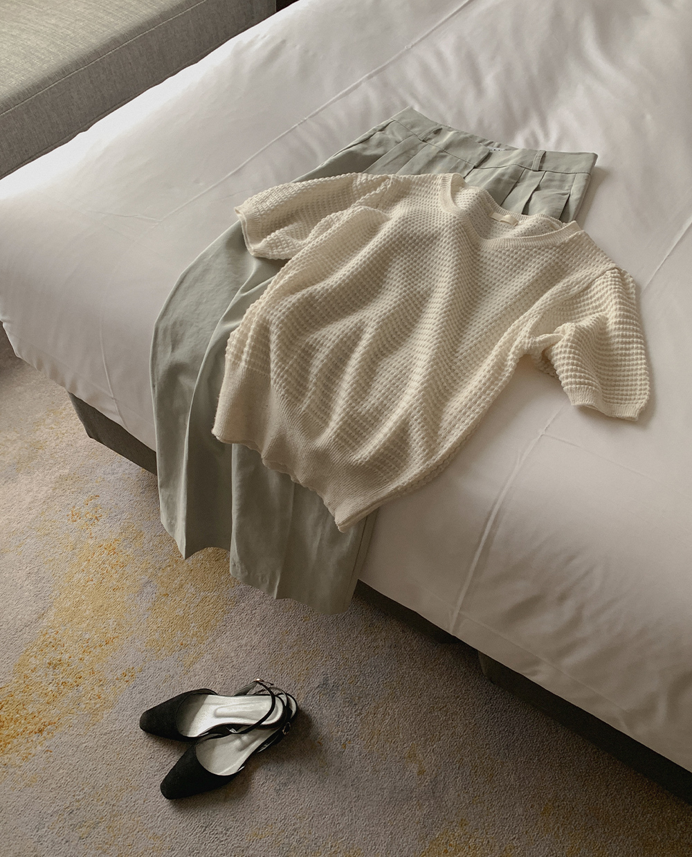 와플 셔링 니트