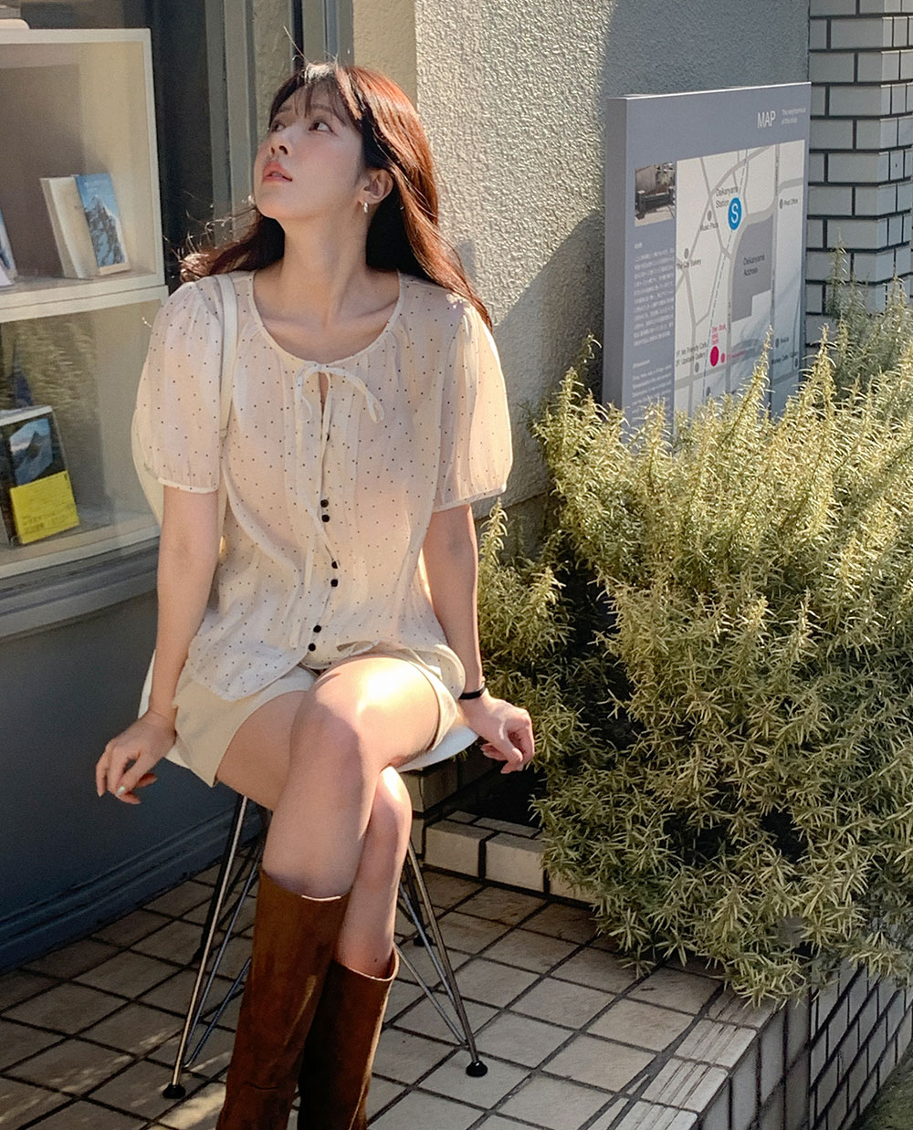 레이디 도트 블라우스