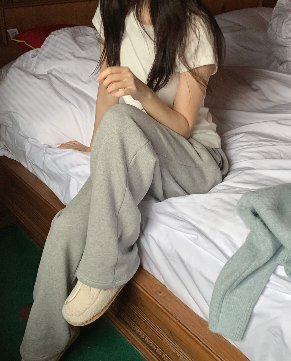 [CRKO] 스노우 기모 스웨트 팬츠 /면바지/겨울바지/겨울팬츠/조거팬츠/일자팬츠