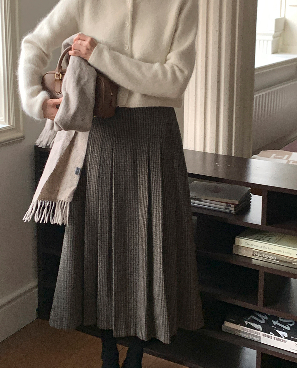 포엠 울 체크스커트 /롱스커트/플리츠스커트/밴딩스커트