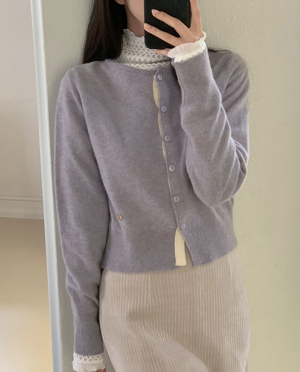 배색 울라쿤 가디건