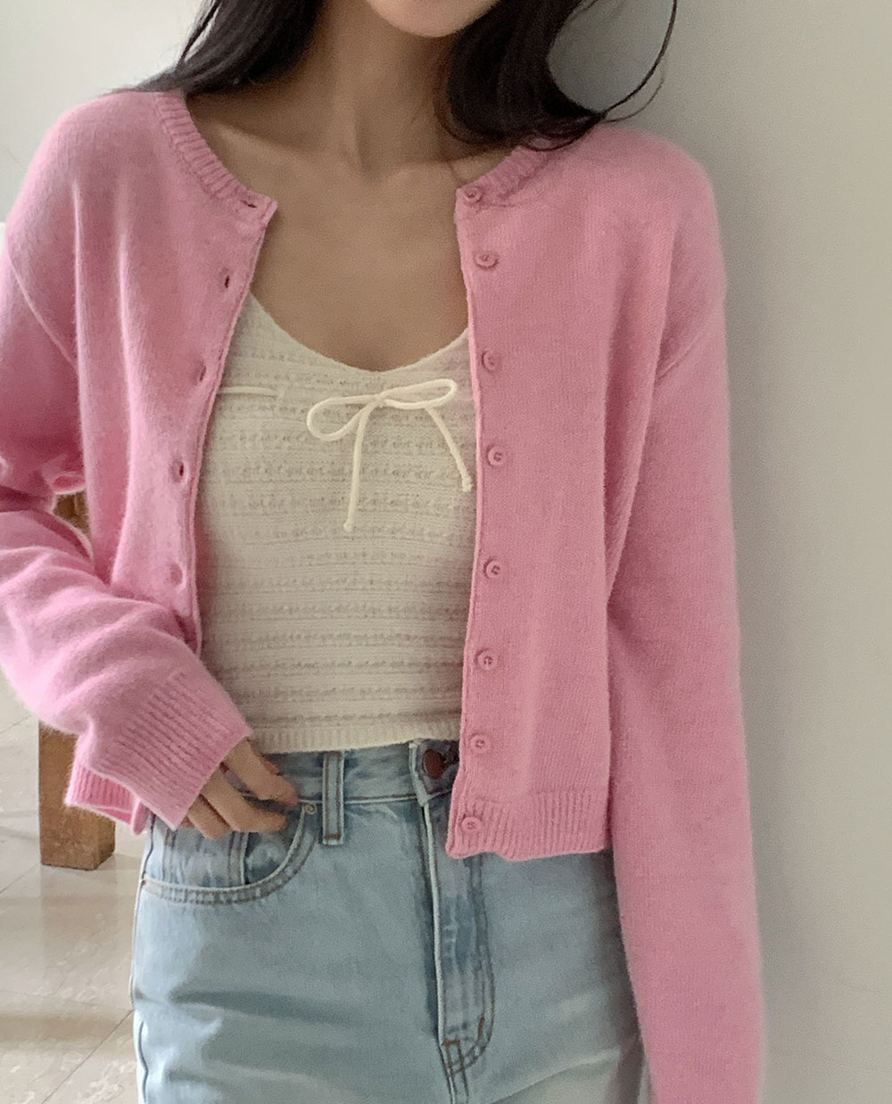 폭스 프리미엄 가디건 /라쿤울가디건/라운드넥가디건/세미크롭