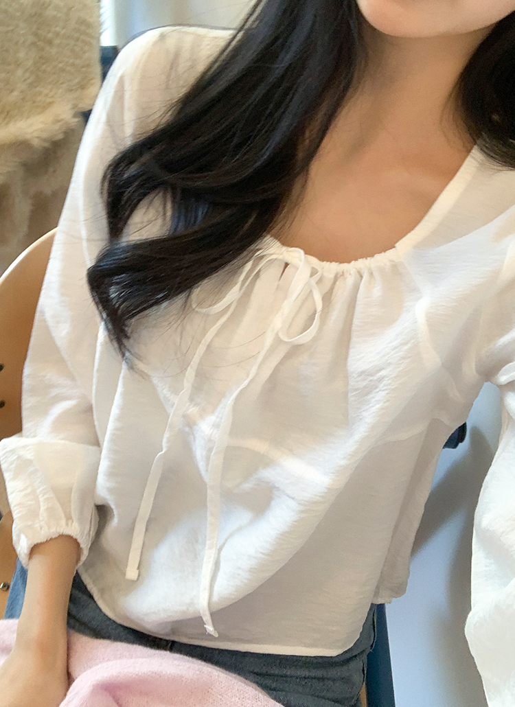 스퀘어 타이 블라우스