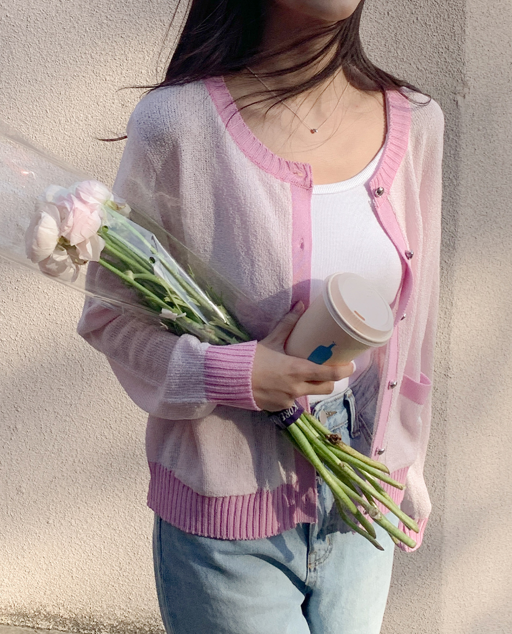 마르셰 배색 가디건